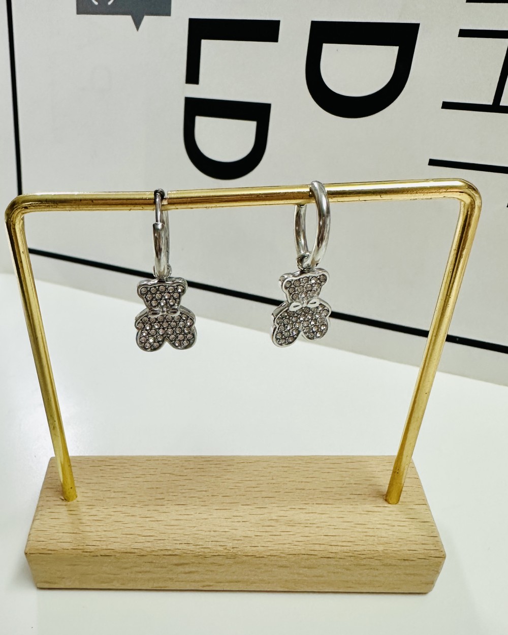 TEDDY BEAR SILVER EARRING