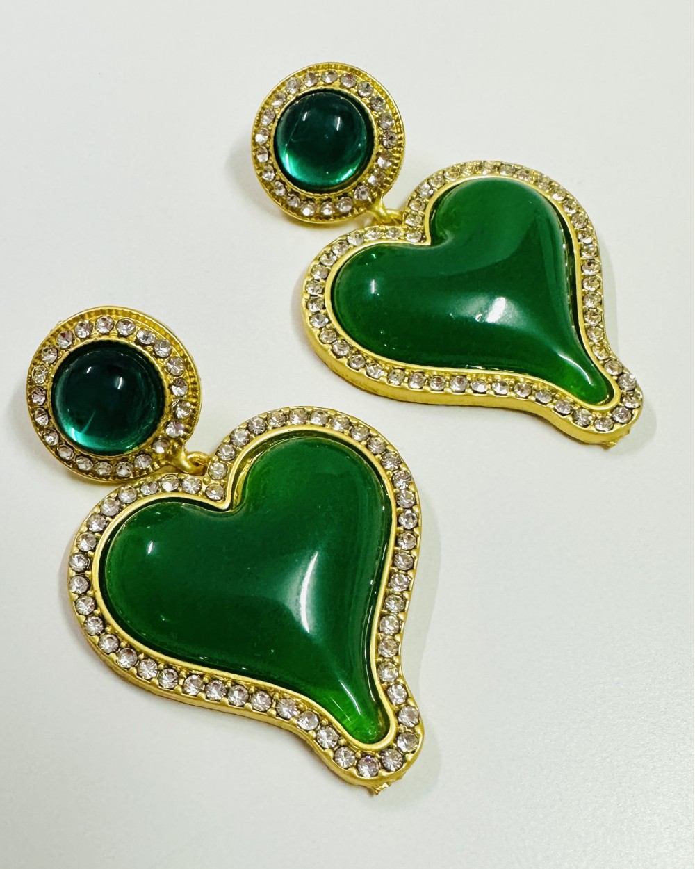 GREEN HEART EARRING
