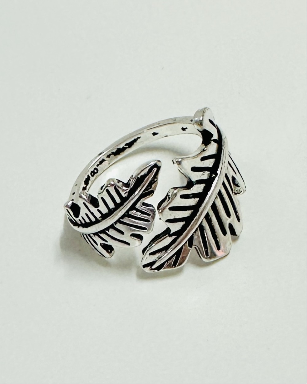 SILVER LEAF RING