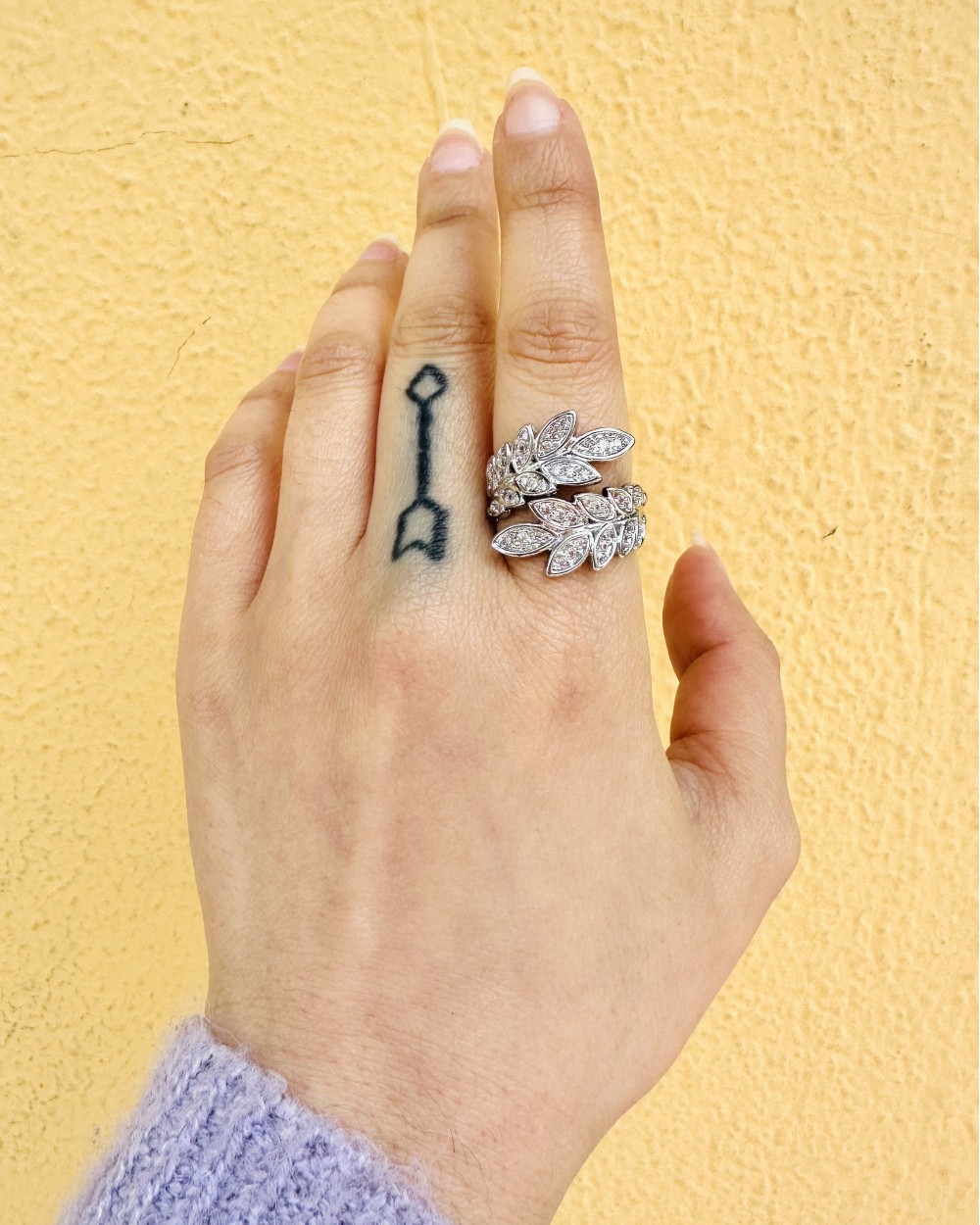 SILVER LEAF RING