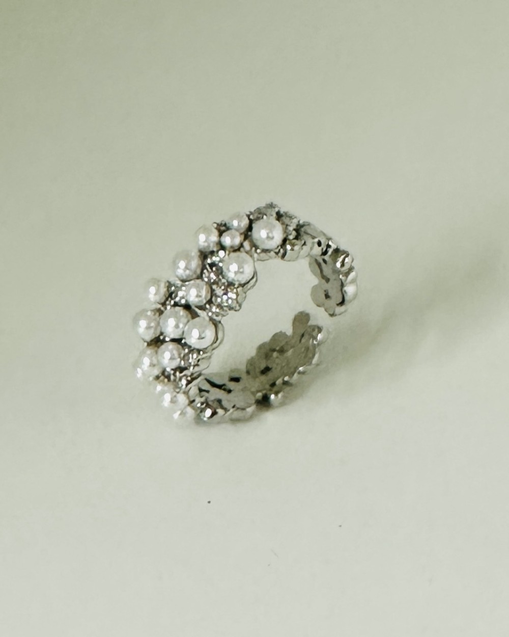 SILVER PEARL RING